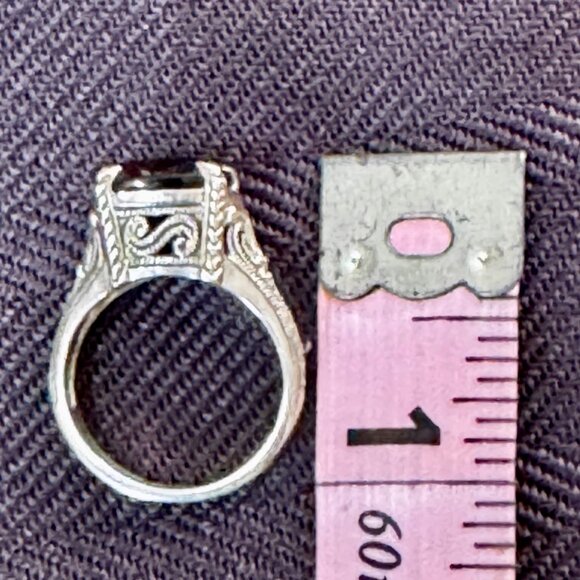 Sterling Silver CNA Signed 925 Smokey Topaz Filigree Art Deco Ring Size 6 - Picture 2 of 8